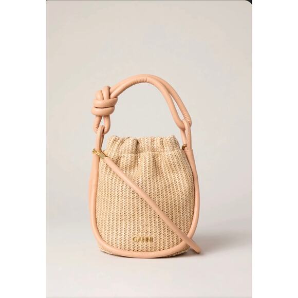 Ganni Handbags - Ganni Small Knot Raffia Bucket Bag